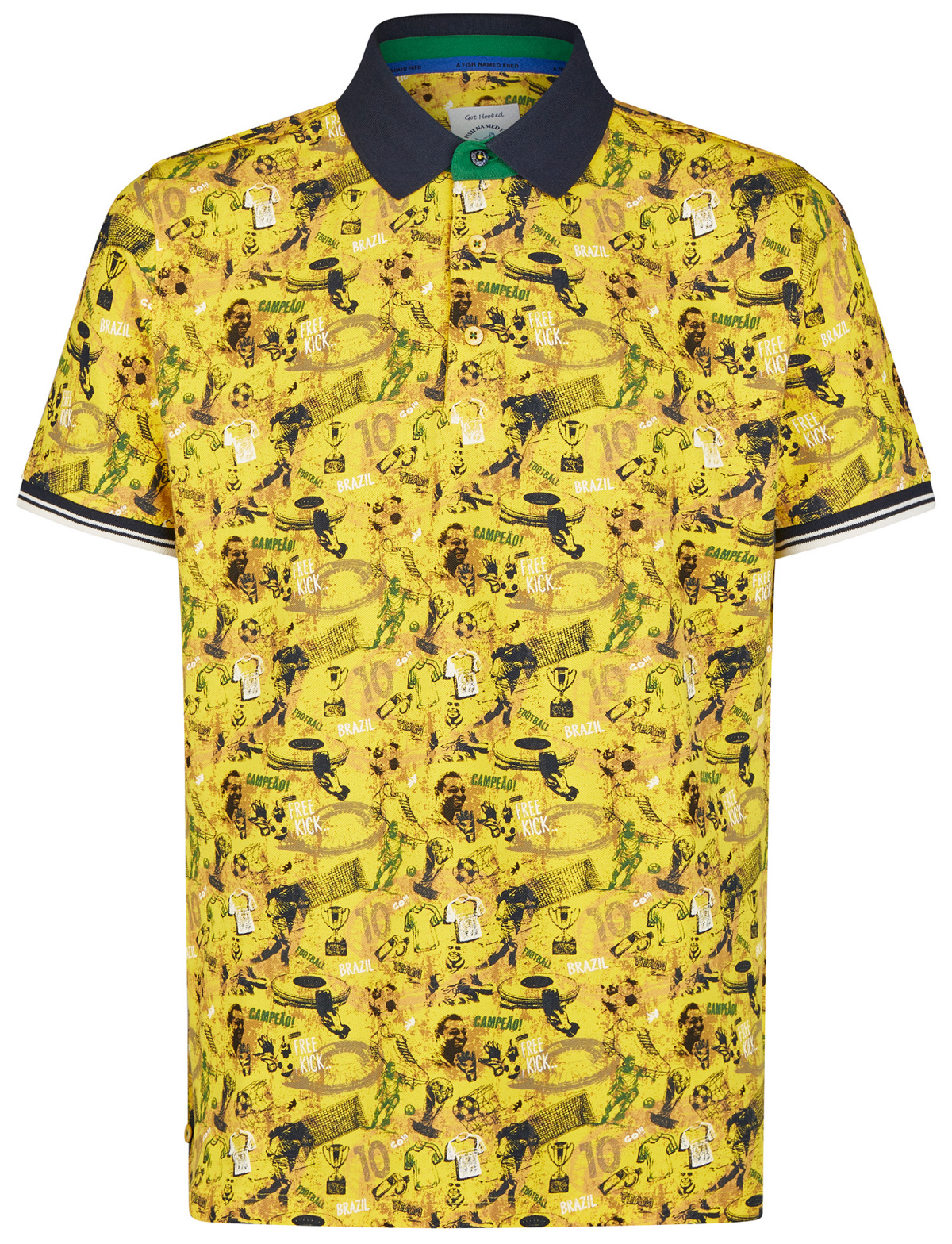 A Fish Named Fred Poloshirt - Modern Fit - Brazil Football - gelb / grün