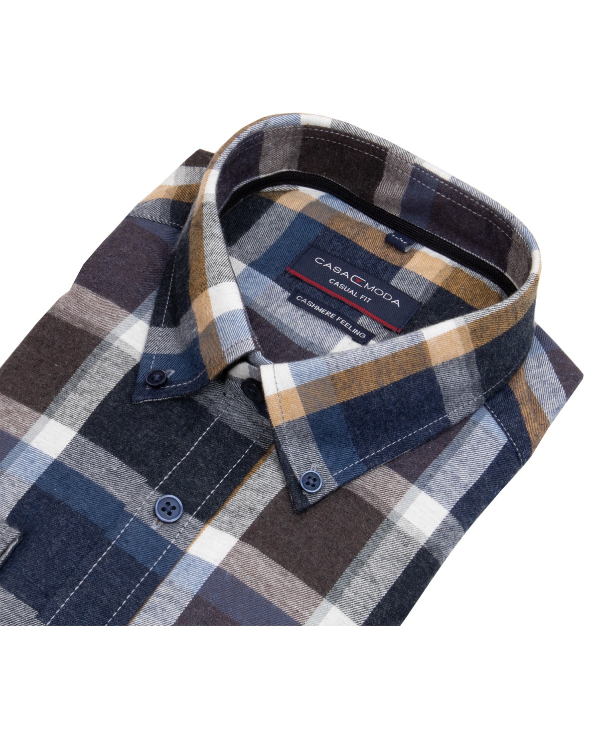 Casa Moda Hemd Casual Fit Button Down Kragen Flanell kariert mehrfarbig HemdenBox.de