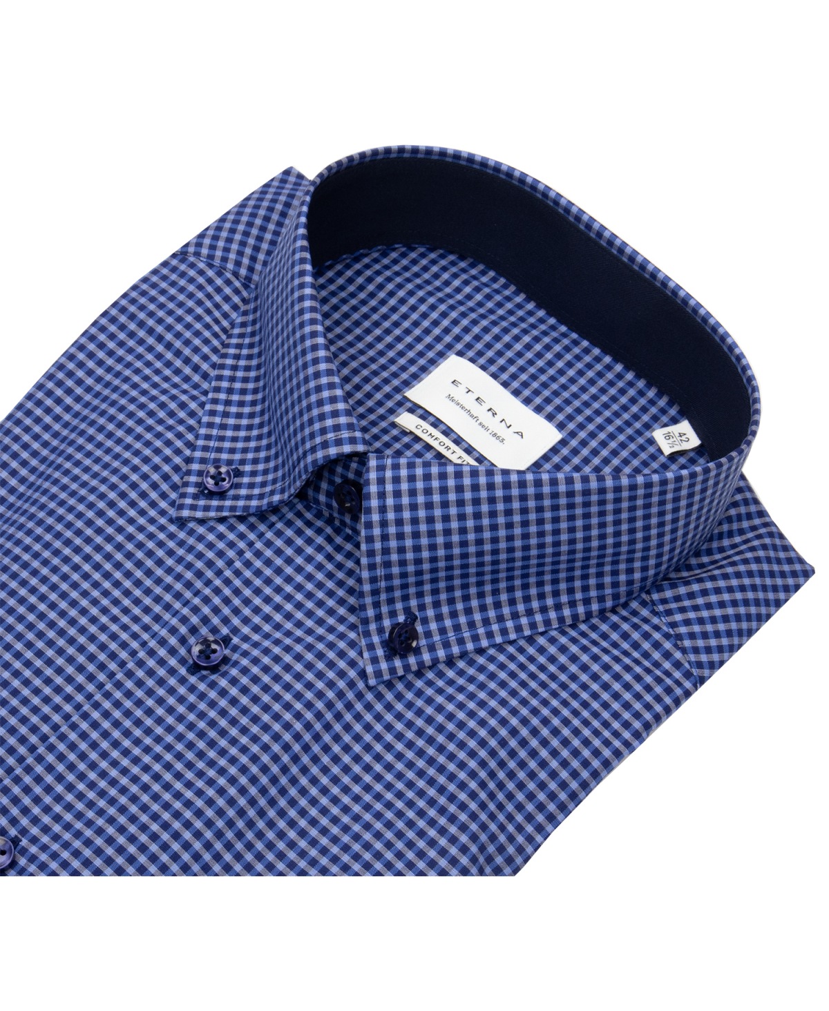 - Down - blau - Eterna / Hemd Comfort Button dunkelblau Fit