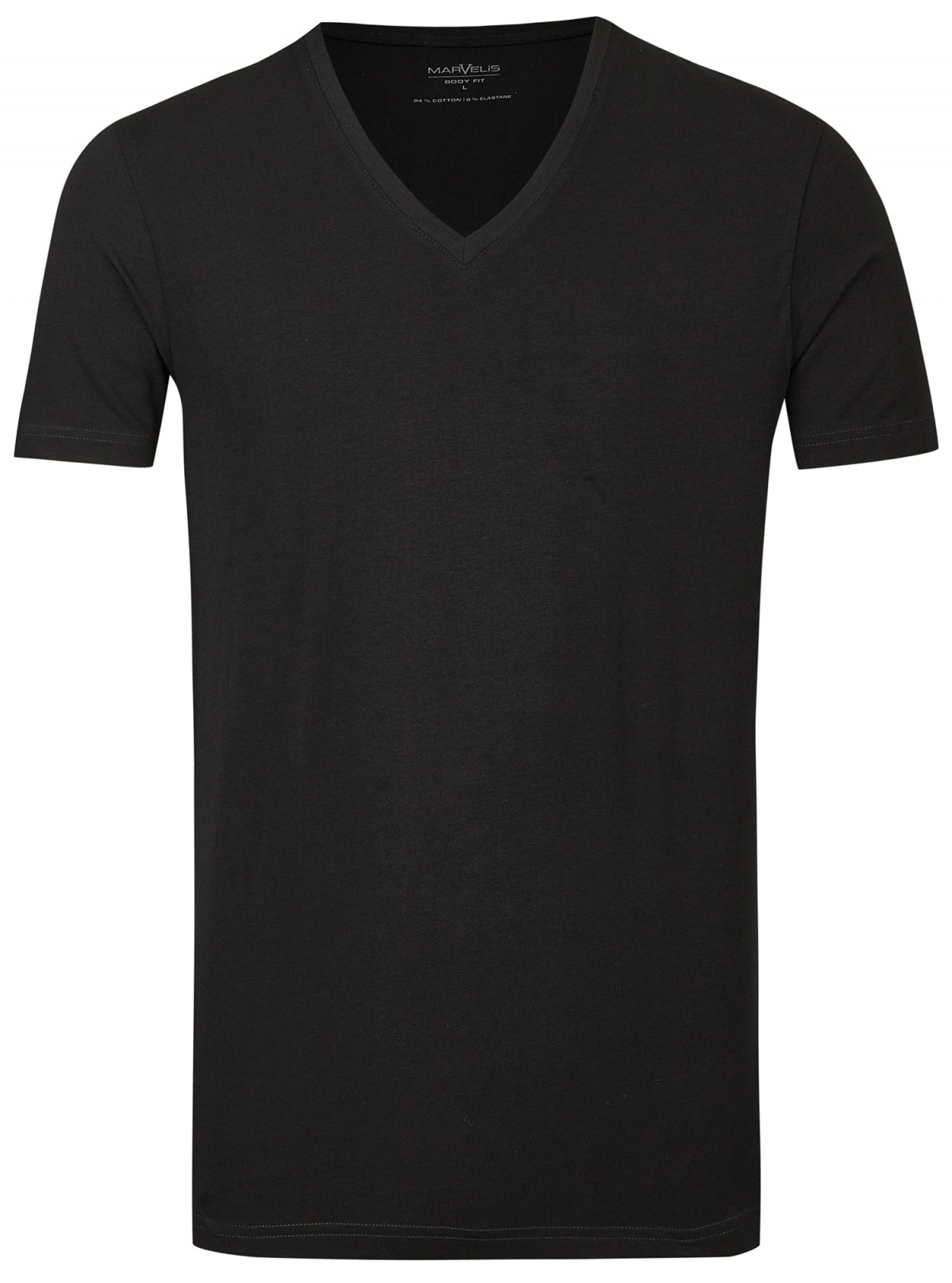 Marvelis T-Shirt Doppelpack Body Fit V-Ausschnitt schwarz Baumwolle 