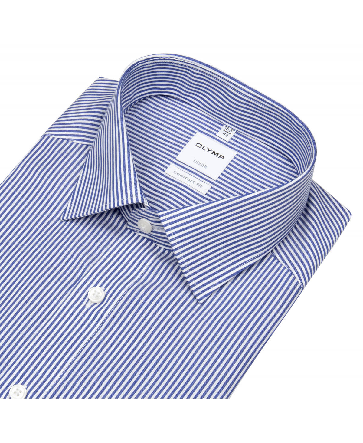 - OLYMP Hemd Streifen weiß Luxor - blau - Fit / Twill - Comfort