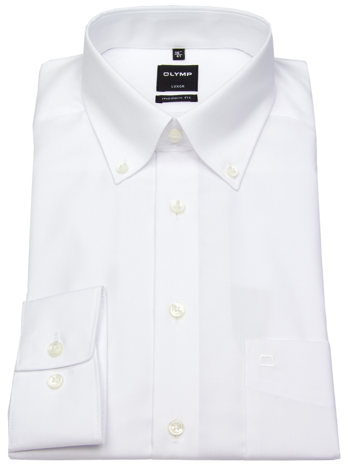 Kragen - Modern Button-Down weiß - Hemd OLYMP - Fit Luxor