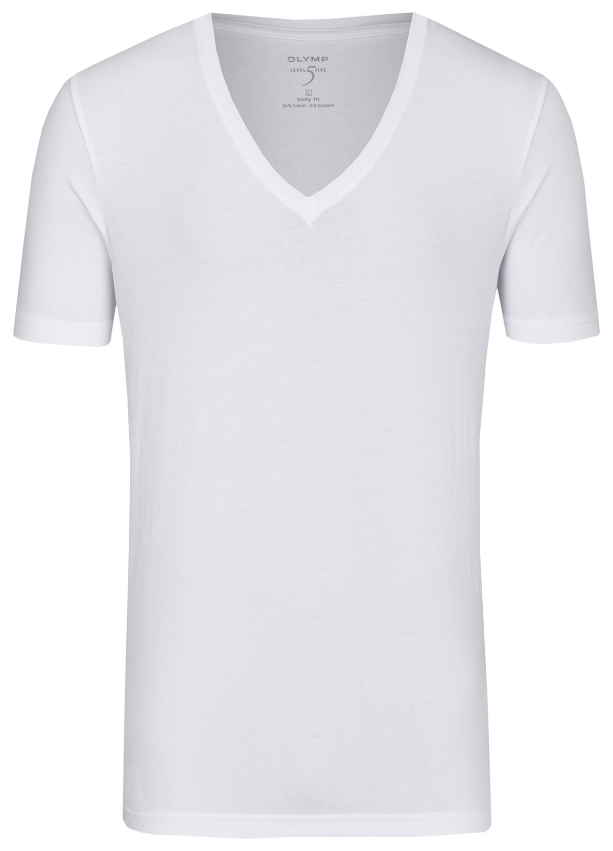 OLYMP Level Five Body Fit - T-Shirt - tiefer V-Ausschnitt - weiß