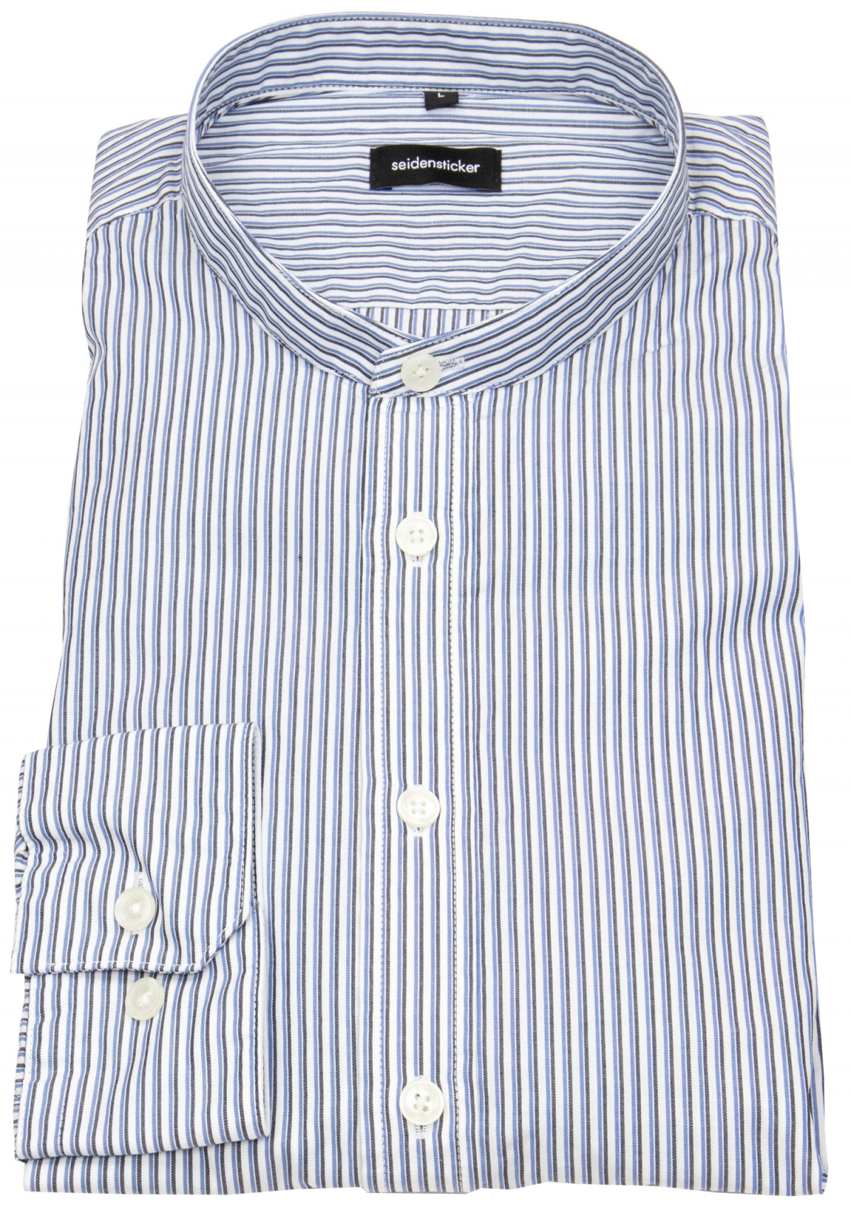 Seidensticker Hemd - Regular Fit - Stehkragen - gestreift - blau / grau /  weiß