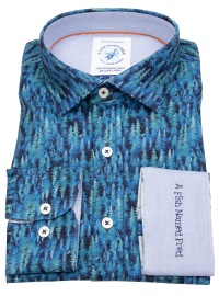 A Fish Named Fred Hemd - Modern Fit - Print - Bäume - blau