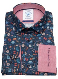 A Fish Named Fred Hemd - Modern Fit - Print - Camping - dunkelblau