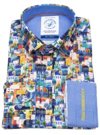A Fish Named Fred Hemd - Modern Fit - Print - Stadt - blau