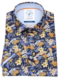 A Fish Named Fred Kurzarmhemd - Modern Fit - Floral - blau
