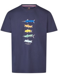 A Fish Named Fred T-Shirt - Modern Fit - Rundhals - Fische - dunkelblau