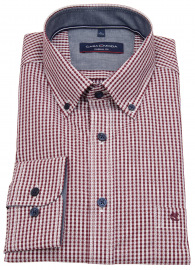 Casa Moda Hemd - Casual Fit - Button Down Kragen - kariert - rot / weiß