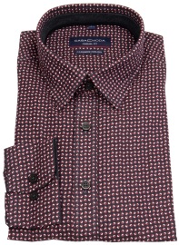 Casa Moda Shirt - Casual Fit - Kent Collar - Print - Dark Blue / Red