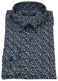 Casa Moda Hemd - Casual Fit - Under Button Down - blau / gelb - 72cm Arm