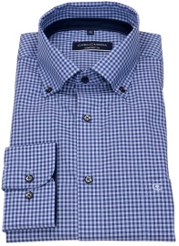 Casa Moda Shirt - Comfort Fit - Button Down Collar - Checked - Dark Blue / Light Blue