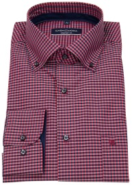 Casa Moda Hemd - Comfort Fit - Button Down Kragen - kariert - rot / dunkelblau