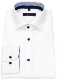 Casa Moda Shirt - Modern Fit - Kent Collar - Patch - Contrast Buttons - White