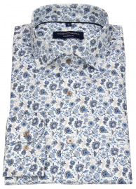 Casa Moda Shirt - Modern Fit - Print - Light Blue / Beige / White - w/o OP