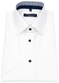 Casa Moda Kurzarmhemd - Comfort Fit - Kentkragen - Kontrastknöpfe - weiß