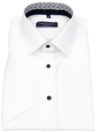 Casa Moda Kurzarmhemd - Comfort Fit - Kentkragen - Kontrastknöpfe - weiß