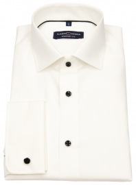 Casa Moda Gala Shirt - Comfort Fit - Contrast Buttons - Double Cuff - Light Beige