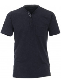 Casa Moda T-Shirt - Casual Fit - mit Knopfleiste - dunkelblau