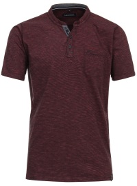Casa Moda T-Shirt - Casual Fit - mit Knopfleiste - rot