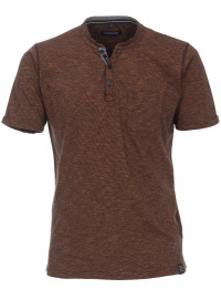 Casa Moda T-Shirt - Casual Fit - With Knopfleiste - Redbrown