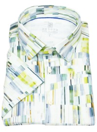 DESOTO Kurzarmhemd - Slim Fit - Jersey - Kentkragen - Print - mehrfarbig