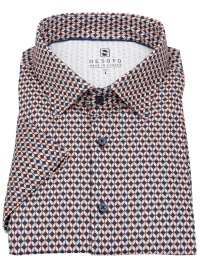 DESOTO Kurzarmhemd - Slim Fit - Jersey - Kentkragen - Print - mehrfarbig