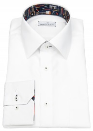 Einhorn Hemd - Modern Fit - Patch - Kontrastgarn - weiß