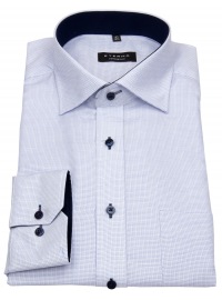 Eterna Shirt - Comfort Fit - Very Fine Checked - Light Blue / White