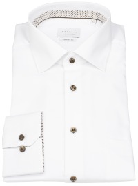 Eterna Shirt - Comfort Fit - Structure - Contrast Buttons - White