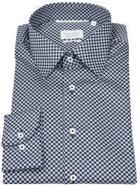 Eterna Shirt - Modern Fit - Dynamic Cotton - Print - Dark Blue / Light Blue