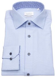 Eterna Shirt - Modern Fit - Contrast Buttons - Structure - Light Blue - w/o OP