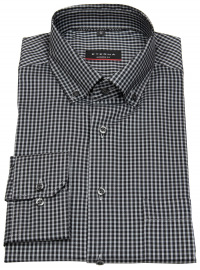 Eterna Hemd - Modern Fit - Performance Shirt - Button Down - grau / schwarz