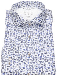 Eterna Hemd - Modern Fit - Performance Shirt - Print - blau / weiß