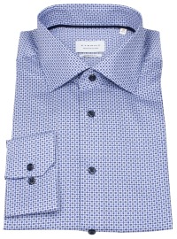 Eterna Hemd - Modern Fit - Print - dunkelblau / hellblau - extra langer 68cm Arm