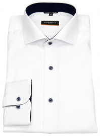 Eterna Hemd - Slim Fit - Cover Shirt - Kontrastknöpfe - weiß