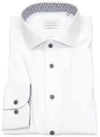 Eterna Hemd - Slim Fit - Haifischkragen - Struktur - Kontrastknöpfe - weiß