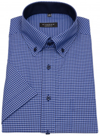 Eterna Kurzarmhemd - Comfort Fit - Button Down - kariert - dunkelblau / blau