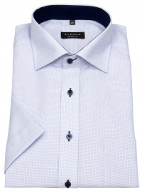 Eterna Short Sleeve Shirt - Comfort Fit - Fine Checked - Light Blue / White - w/o OP