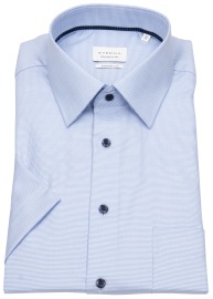 Eterna Kurzarmhemd - Comfort Fit - Kontrastknöpfe - hellblau / weiß