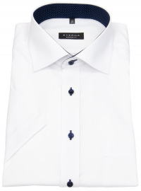 Eterna Kurzarmhemd - Comfort Fit - Oxford - Kontrastknöpfe - weiß