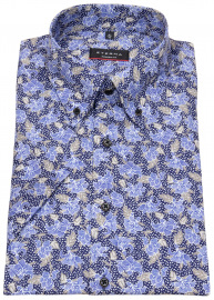 Eterna Kurzarmhemd - Modern Fit - Button Down - blau / beige