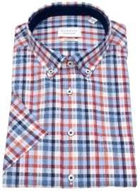 Eterna Kurzarmhemd - Modern Fit - Button Down - kariert - rot / blau