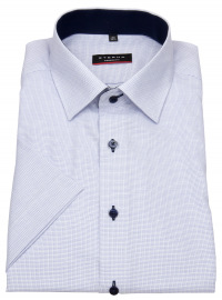 Eterna Kurzarmhemd - Modern Fit - fein kariert - hellblau / weiß