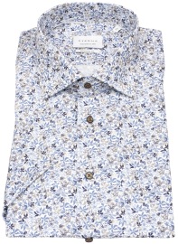 Eterna Kurzarmhemd - Modern Fit - Kontrastknöpfe - blau