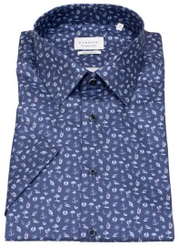 Eterna Kurzarmhemd - Modern Fit - Print - dunkelblau / hellblau