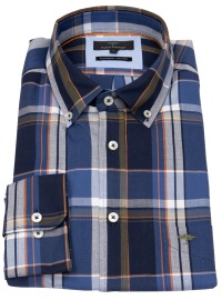 Fynch-Hatton Hemd - Casual Fit - Button Down - kariert - dunkelblau