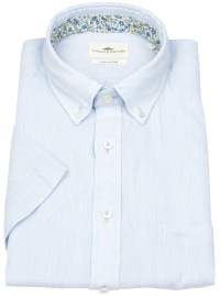 Fynch-Hatton Kurzarmhemd - Casual Fit - Leinen - Button Down Kragen - hellblau