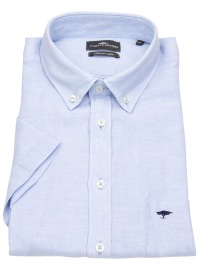 Fynch-Hatton Kurzarmhemd - Casual Fit - Leinen - Button Down Kragen - hellblau